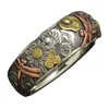 Wedding Rings 2023 Fashion Punk Vintage Flower Dragonfly Sunflower Ring For Men WomenWedding Rita22