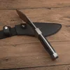 1 Pz G9321 Coltello per Gamba per Cani a Lama Fissa 7Cr17Mov Lama in Raso Tang Completo Manico in Ebano Campeggio Esterna Escursionismo Coltelli da Caccia con Fodero in Pelle