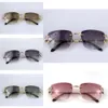 Fashion Design Sunglasses 0112 Retro Rimless Crystal Cut Surface Irregular Frame Pop Vintage Uv400 Lens Top Quality Protection Eye jj09