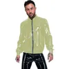 Men's Jackets Glossy Wetlook Jacket Men PVC Long Sleeve Tops High Neck Front Zip Coat Clubwear Street Leather Party Casual Plus Size