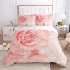 Sängkläder uppsättningar 3D Nordic Däcke Cover Comporter Bed Set Quilt Cover Twin Enkel dubbelstorlek Blommor Design Sängdukar