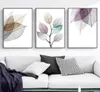 3 paneles de pintura en lienzo, carteles e impresiones de pared, hojas transparentes abstractas, imágenes artísticas de pared para sala de estar, comedor, restaurante H3540237
