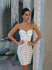 Casual Dresses Est Sweet Eyel String Design Bandage Dress Women Sexig V-ringning Backless Axless Vestido Birthday Party Gown 2023 Summer