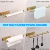 Toilet Paper Holders Adhesive Holder 304 Stainless Steel Brushed Gold Towel Roll Rack Black Bathroom Kitchen Long Tissue Hanger 230419