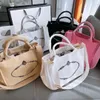 Vrouwen luxe boodschappentas handtassen canvas grote capaciteit designer merk lam als stoffen canvas casual schoudertassen vrouwelijke ketting big tas