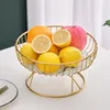 Decorative Objects Figurines Metal Iron Wire Fruit Basket Fruit Tray Cakes Holder Sturdy for Home Cabinet Vegetables Breads Stand metal frame Living room 231120