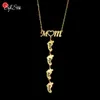 Pendant Necklaces Sifisri Personalized Carving Family Mother Zircon Heart Shape Name Necklace Womens Stainless Steel Chain Jewelry Gift 231120