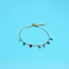 Bracelets à maillons Boho arc-en-ciel avec pompon en Zircon pour femmes, chaîne en acier inoxydable plaqué or, bijoux pour filles, cadeaux, vente en gros