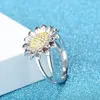 Anéis de cluster requintado dois tons girassol anel de noivado branco zircão cristal aniversário jóias aniversário presente de natal