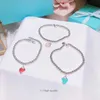 T Jewlery 디자이너 팔찌 빨간 심장 러브 체인 브레이슬릿 블루 드롭 젤 스타 패션 디자이너 All Match Girl. 선물