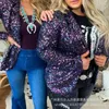Ternos femininos chegadas 2023 outono inverno design fechamento roxo escuro lantejoulas fino lapela terno jaqueta moda casual sal
