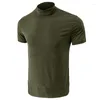 T-shirts pour hommes Summer Fashion America Style Col roulé pour hommes T-shirt à manches courtes Couleur unie Slim Fit Simple Basic Bottoming Pullover