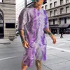 Mens Tracksuits Summer Men Tshirt Set Fashion Colorful Tie Dye Oversized Outfit Short SleeveShorts Suit Quick Dry Sportswear Jogging Tracksuit 230420