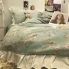 Sets European and American Retro Style Ins Korean Lace Pastoral Small Floral Bed vierdelige set All Cotton Pure Quilt882atransparant telefoonhoes