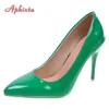 Dress Shoes Aphixta Green Super High 3.94inch Stiletto Heels Women's Pumps Thin Heels Pointed Toe Colorful Patent Leather Office Shoes 230420