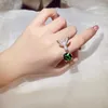 Cluster Rings Creative Colored Gemstone Women Ring Simulating St. Mary's Green Hummingbird 925 Stamp Wedding Party Fashion Jewellery