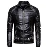 Men's Leather Faux Leather Design Motorcycle Bomber Add Wool Leather Jacket Men Autumn Turn Down Fur Collar Removable Slim Fit Male Warm Pu Coats 231118