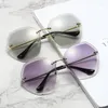 Lunettes de soleil lunettes garnies sans cadre femmes métal UV soleil