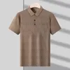 メンズTシャツ夏の衣類短袖Tシャツ中年ポケットルーズラペルポロシャツ印刷
