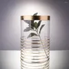 Wazony lekkie i luksusowe złotą szklaną wazon akwakultura kwiatowe wyroby domowe rzemiosła