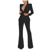 Kvinnors tvåbitar byxor 2 stycken Kvinnors kostym Formell jacka Slim Fit Bell-Bottoms för Fashion Office Business Lady Wear Spring Summer