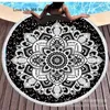 Serviette de plage ronde à motif Mandala, Style pompon circulaire, bain en microfibre, imprimé numérique, châle, tapis de pique-nique de Camping