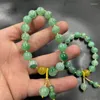 バングル10mm緑色のドラゴンagateボールブレスレットchalcedony