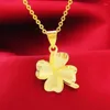 Pendant Necklaces Little Fresh Four-leaf Clover Gold-plated Imitation Vietnam Hard Gold Necklace Fine Clavicle Chain Fake Reiki