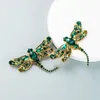 Luxury Big Dragonfly Studs Earrings Women Personalized Exaggerated Insect Metal Rhinestone Animal Design Stud Earring Gifts Fashion Jewelry Accessories