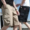 Men's Shorts Summer Cargo Solid Large Pockets Athletic Loose Wide-leg Straight-leg Pants Street