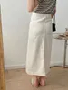 Jupes Beige Blanc Denim Longue Pour Femmes Mode 2023 Maxi Coréen Vêtements D'été Jeans Vintage Élégant Élégant Classique Décontracté Y2k