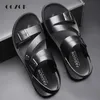 Sandali Estivi Da Uomo Con Doppia Fibbia Scarpe Casual Da Spiaggia Nero Marrone 230419