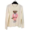 Jiayi Still Rl Ralph nuevo suéter de algodón con bordado de oso rosa de dibujos animados para mujer