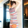 Casual Dresses Runway Summer Women Turn-down Collar Color Block Stripe Knitting Dress Female Front Zipper Slim Bodycon Sweater