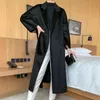 Women s Jacket en Overcoat Autumn Style Lace up FemaleLong Coats Pocket Water Ripple Streets Lady Clothes 231120