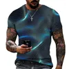 T-shirt da uomo T-shirt estiva a maniche corte da uomo Tech Swirl Informazioni digitali Stampa 3D Harajuku Ragazzi per bambini Moda Streetwear