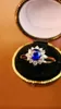 Clusterringen 3330 Solid 18K Gold Nature 0.73ct Blue Sapphire edelstenen Diamanten voor vrouwen Fine Jewelry Presents