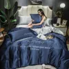 Quatre pièces literie en soie roi reine taille luxe couette taie d'oreiller housse de couette marque lit couettes ensembles de haute qualité Fas22187jtp