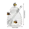 Storage Bottles Cute Glass Honeycomb Tank Kitchen Tools Honey Container With Dipper And Lid Bottle For Wedding Party Home