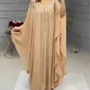Etnisk kläder Fashion African Dresses Women 2 Piece Set Black Abaya Robe Mellanöstern Muslimer Långklänning Afrika kläder