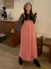 Vestidos de trabalho houzhou doce kawaii vestido terno feminino estilo preppy rosa deslizamento oversized moletom duas peças roupas de moda coreana