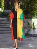 Women's Swimwear Beach Cover-up Rayon Positioning Printing African Flag Colors Patchwork Vacation Robe