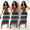 Casual Dresses RMSFE 2023 Summer Women Suspender Open Back Thread Stripe Fashion Tight Sexy Dress