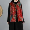 Gilets pour femmes Automne Hiver Lâche Rétro Littéraire Femmes Vêtements Chinois Traditionnel Tops Impression Coton Lin Manteaux Ethnique