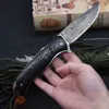 Высокий качественный складной нож A1899 Damascus Steel Drop Point Blade Blade Ebony Hander Barking Warning Fast Open Edc Pocket Polder Nives Best Gift для мужчин