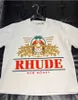 デザイナーファッション衣類 Tシャツヒップホップ Tシャツ Rhude アメリカのハイストリート夏ダイヤモンドオウムの花のスローガンルーズ Tシャツメンズレディースサイン