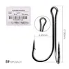 Aorace 10 pz/scatola Doppio Amo da Pesca in Acciaio al Carbonio Manovella Spinato Jig Hook per La Pesca alla Carpa Fly Tying Esca Morbida Accessori per Pesci Ami da Pesca Taglia 1 0 Amo da Pesca