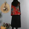 Gilets pour femmes Automne Hiver Lâche Rétro Littéraire Femmes Vêtements Chinois Traditionnel Tops Impression Coton Lin Manteaux Ethnique