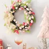 Decorative Flowers Artificial Wreath Pink Tulip Mothers Day Spring Summer Front Door Garland Home Hanging Decor Wedding Decorations