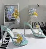 Fashion flower Sandals for women Rene caovilla Serpentine Narrow Band high heeled shoe designers Crystal Rhinestone decoration sti5181697